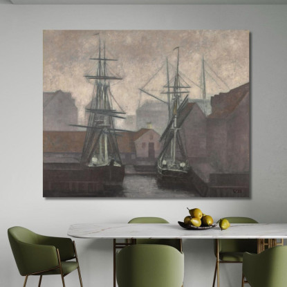 Molo Del Commercio Della Groenlandia Christianshavn Copenaghen Vilhelm Hammershøi vhm13 quadro stampato su tela