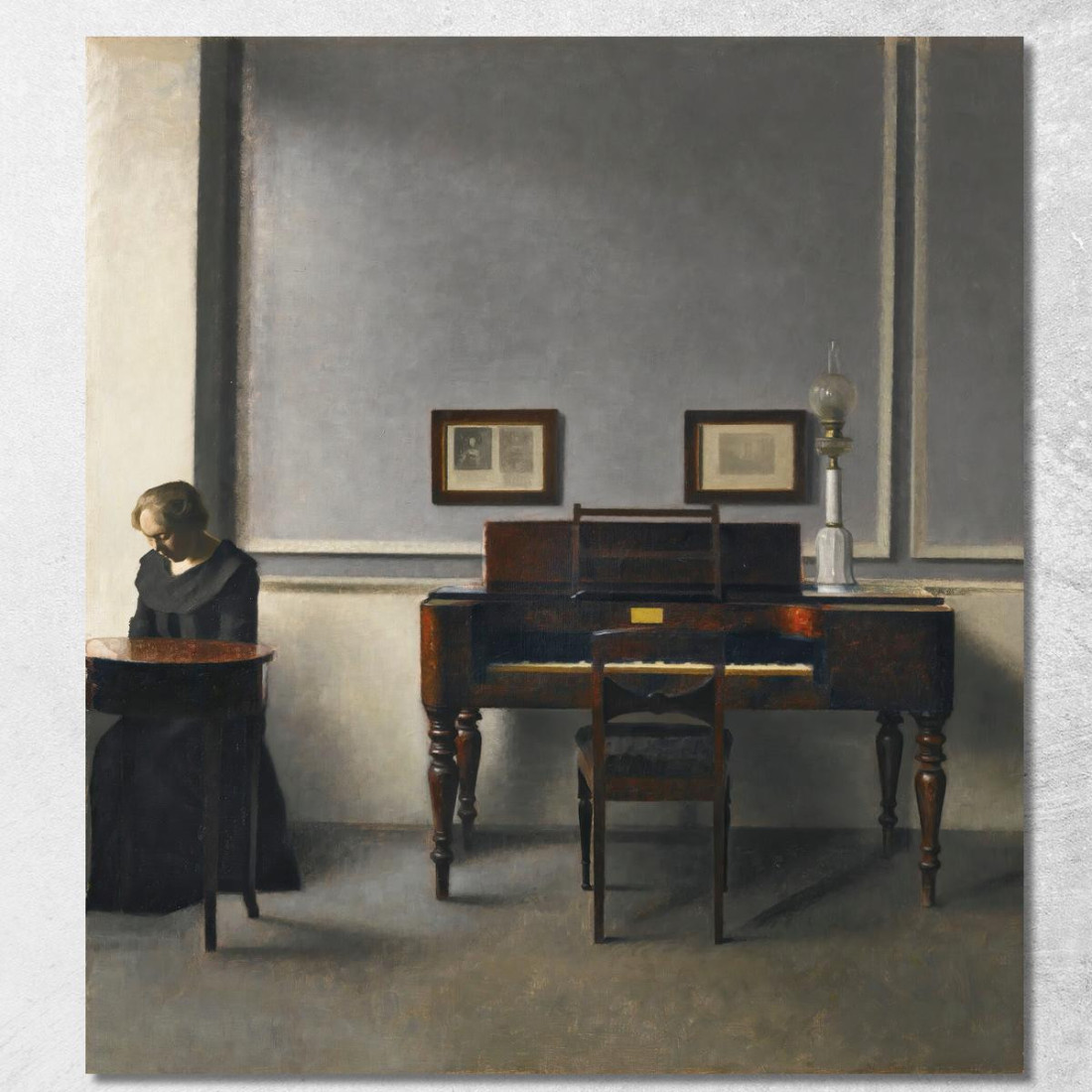 Ida In Un Interno Con Pianoforte Vilhelm Hammershøi vhm17 quadro stampato su tela