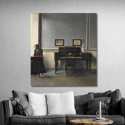 Ida In Un Interno Con Pianoforte Vilhelm Hammershøi vhm17 quadro stampato su tela