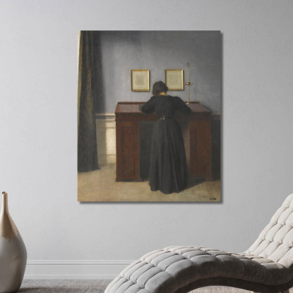 Ida In Piedi A Una Scrivania Vilhelm Hammershøi vhm19 quadro stampato su tela