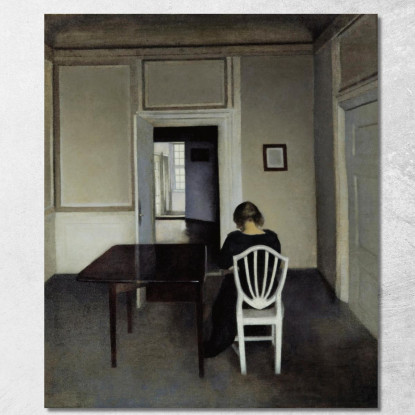 Interno Con Ida Su Una Sedia Bianca Vilhelm Hammershøi vhm29 quadro stampato su tela