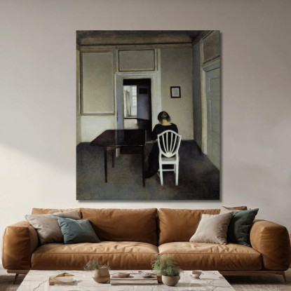 Interno Con Ida Su Una Sedia Bianca Vilhelm Hammershøi vhm29 quadro stampato su tela