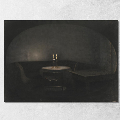 Interno. Luce Artificiale Vilhelm Hammershøi vhm34 quadro stampato su tela