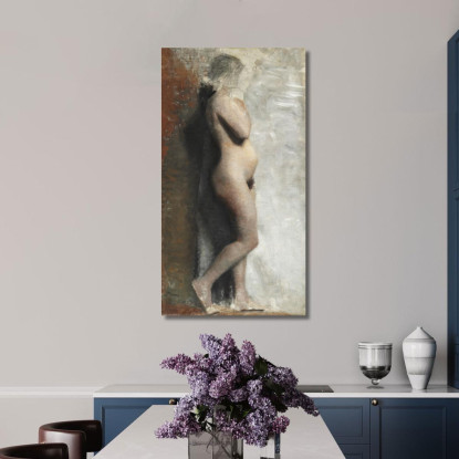Modella Femminile Nuda In Piedi Profilo Verso Destra Vilhelm Hammershøi vhm46 quadro stampato su tela