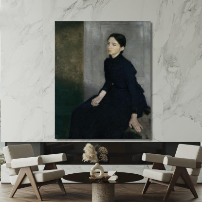 Ritratto Di Una Giovane Donna (La Sorella Dell'Artista Anna Hammershøi) Vilhelm Hammershøi vhm47 quadro stampato su tela