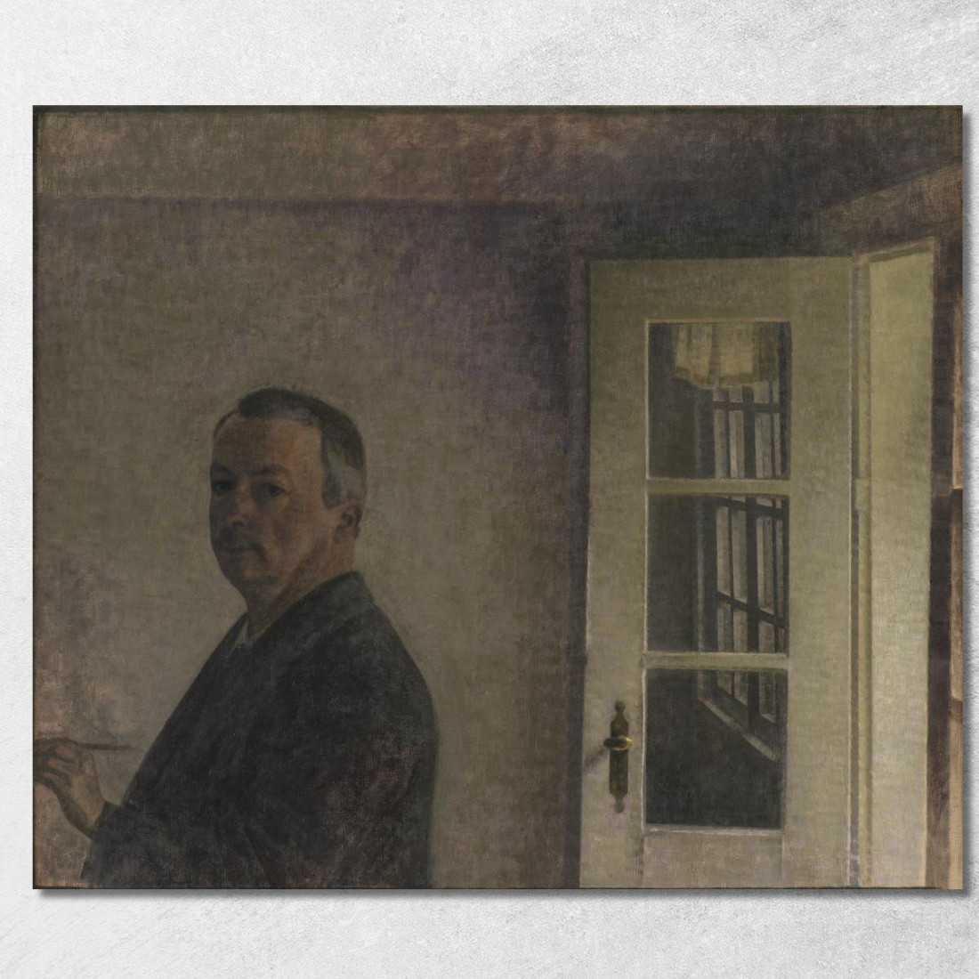 Autoritratto. Il Cottage Spurveskjul A Sorgenfri A Nord Di Copenaghen Vilhelm Hammershøi vhm53 quadro stampato su tela