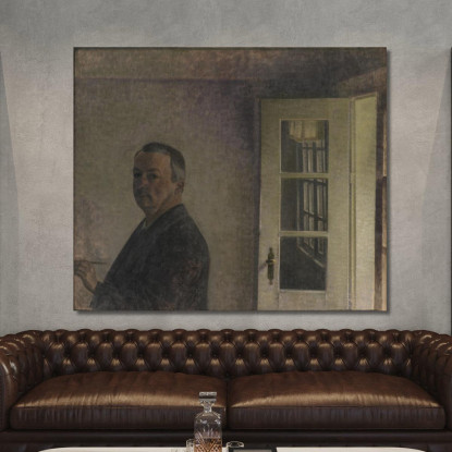 Autoritratto. Il Cottage Spurveskjul A Sorgenfri A Nord Di Copenaghen Vilhelm Hammershøi vhm53 quadro stampato su tela
