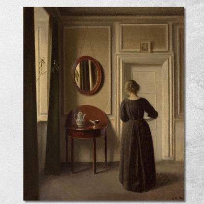 Interno Con Uno Specchio Ovale Vilhelm Hammershøi vhm58 quadro stampato su tela