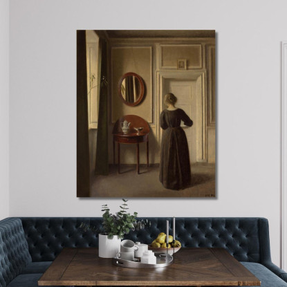 Interno Con Uno Specchio Ovale Vilhelm Hammershøi vhm58 quadro stampato su tela