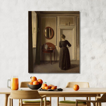 Interno Con Uno Specchio Ovale Vilhelm Hammershøi vhm58 quadro stampato su tela