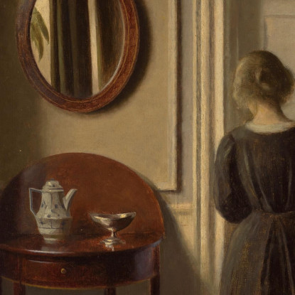 Interno Con Uno Specchio Ovale Vilhelm Hammershøi vhm58 quadro stampato su tela