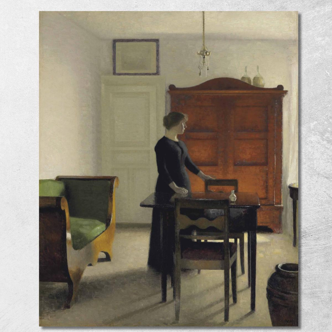 Soggiorno Vilhelm Hammershøi vhm59 quadro stampato su tela