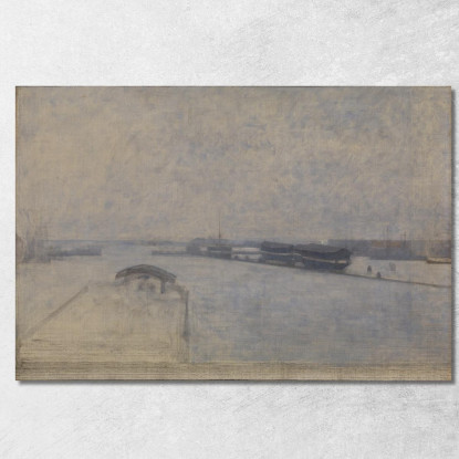Il Porto Di Copenaghen Visto Da Kvæsthusgade Vilhelm Hammershøi vhm66 quadro stampato su tela