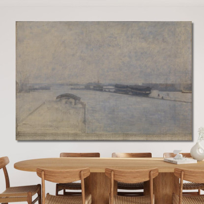 Il Porto Di Copenaghen Visto Da Kvæsthusgade Vilhelm Hammershøi vhm66 quadro stampato su tela