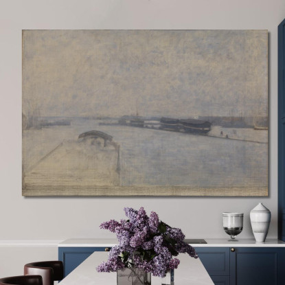 Il Porto Di Copenaghen Visto Da Kvæsthusgade Vilhelm Hammershøi vhm66 quadro stampato su tela