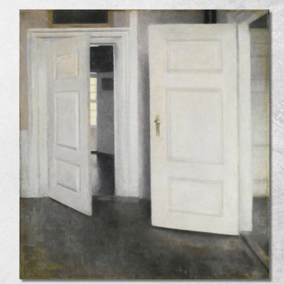 Porte Bianche Strandgade 30 Vilhelm Hammershøi vhm73 quadro stampato su tela