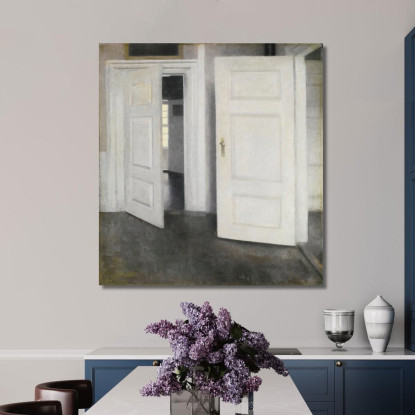 Porte Bianche Strandgade 30 Vilhelm Hammershøi vhm73 quadro stampato su tela