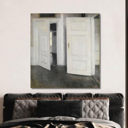 Porte Bianche Strandgade 30 Vilhelm Hammershøi vhm73 quadro stampato su tela