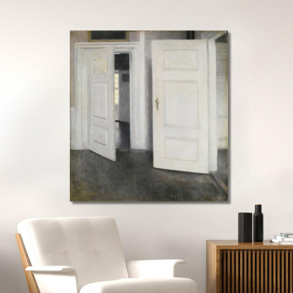 Porte Bianche Strandgade 30 Vilhelm Hammershøi vhm73 quadro stampato su tela