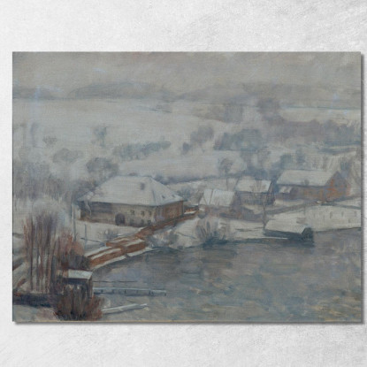 Paesaggio Invernale All'Attersee Walther Gamerith wgm27 quadro stampato su tela