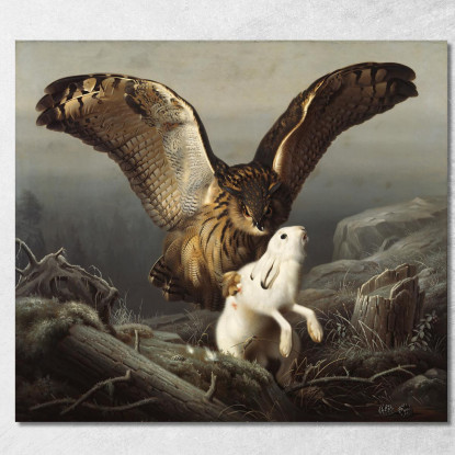 Un Gufo Reale Cattura Una Lepre Ferdinand von Wright fvw2 quadro stampato su tela