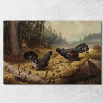 I Galli Cedroni Combattenti Ferdinand von Wright fvw29 quadro stampato su tela