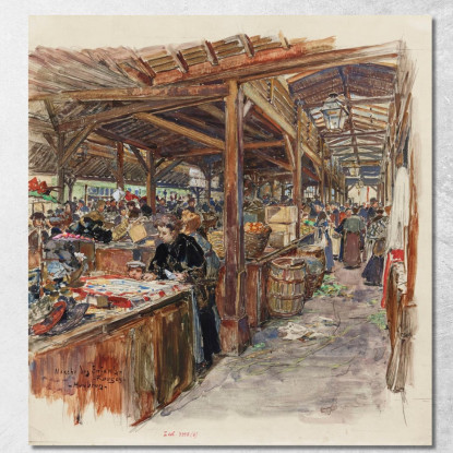 Interno Del Marché Des Enfants-Rouges 3° Arrondissement Frédéric Houbron fhb10 quadro stampato su tela