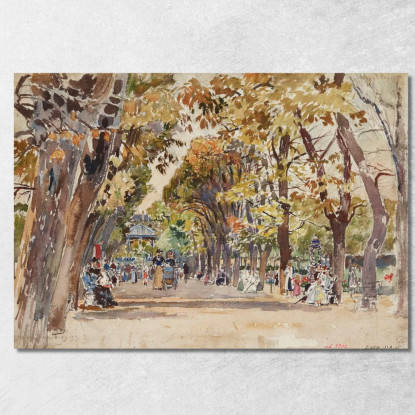 Giardino Pubblico A Parigi Nel 1899 Frédéric Houbron fhb12 quadro stampato su tela