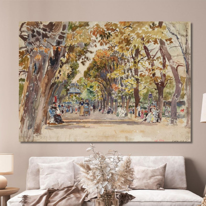Giardino Pubblico A Parigi Nel 1899 Frédéric Houbron fhb12 quadro stampato su tela