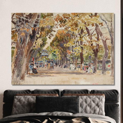 Giardino Pubblico A Parigi Nel 1899 Frédéric Houbron fhb12 quadro stampato su tela