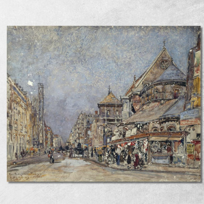 Rue Réaumur E L'Abside Della Chiesa Saint-Martin-Des-Champs Frédéric Houbron fhb15 quadro stampato su tela