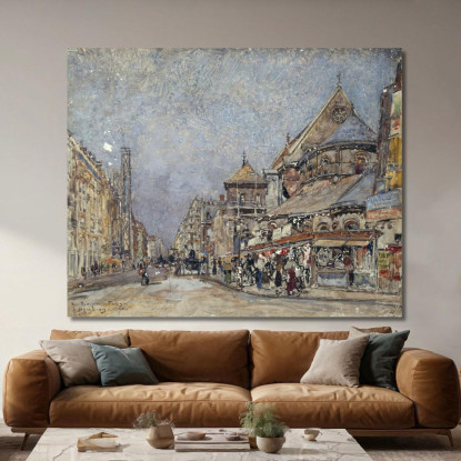 Rue Réaumur E L'Abside Della Chiesa Saint-Martin-Des-Champs Frédéric Houbron fhb15 quadro stampato su tela