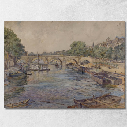 La Senna Al Pont Marie Nel 1899 1° Arrondissement Frédéric Houbron fhb18 quadro stampato su tela
