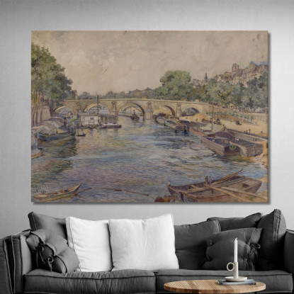 La Senna Al Pont Marie Nel 1899 1° Arrondissement Frédéric Houbron fhb18 quadro stampato su tela