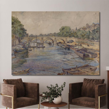 La Senna Al Pont Marie Nel 1899 1° Arrondissement Frédéric Houbron fhb18 quadro stampato su tela