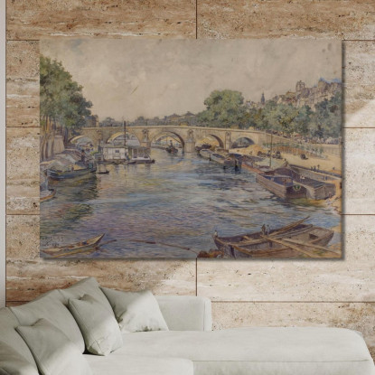La Senna Al Pont Marie Nel 1899 1° Arrondissement Frédéric Houbron fhb18 quadro stampato su tela