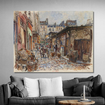 Il Marché Des Enfants-Rouges Lato Ovest Sotto La Pioggia Nel 1907 3° Arrondissement Frédéric Houbron fhb23 quadro stampato su t