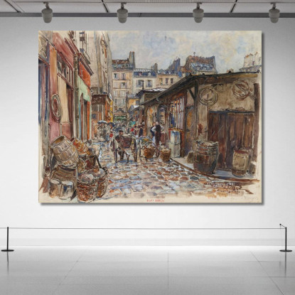 Il Marché Des Enfants-Rouges Lato Ovest Sotto La Pioggia Nel 1907 3° Arrondissement Frédéric Houbron fhb23 quadro stampato su t