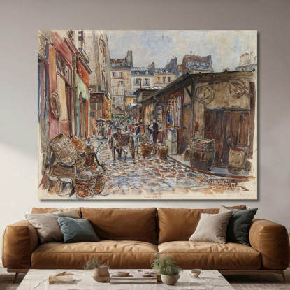 Il Marché Des Enfants-Rouges Lato Ovest Sotto La Pioggia Nel 1907 3° Arrondissement Frédéric Houbron fhb23 quadro stampato su t