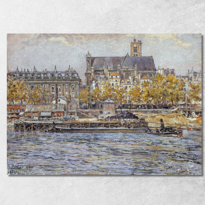 Quai De L'Hôtel-De-Ville E La Chiesa Saint-Gervais-Saint-Protais Frédéric Houbron fhb28 quadro stampato su tela