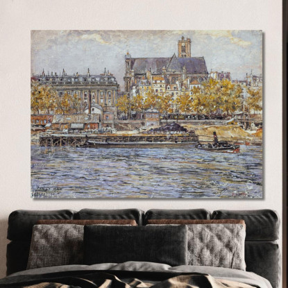 Quai De L'Hôtel-De-Ville E La Chiesa Saint-Gervais-Saint-Protais Frédéric Houbron fhb28 quadro stampato su tela