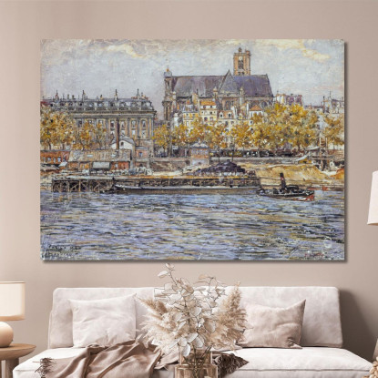 Quai De L'Hôtel-De-Ville E La Chiesa Saint-Gervais-Saint-Protais Frédéric Houbron fhb28 quadro stampato su tela