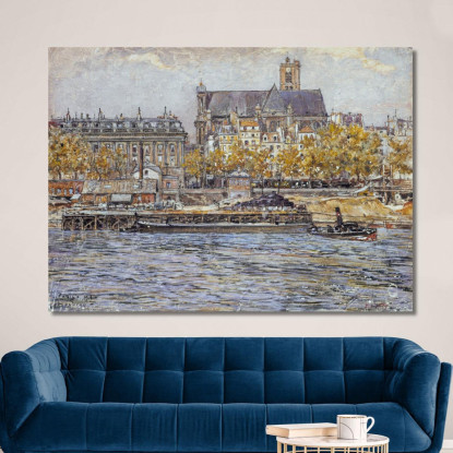 Quai De L'Hôtel-De-Ville E La Chiesa Saint-Gervais-Saint-Protais Frédéric Houbron fhb28 quadro stampato su tela