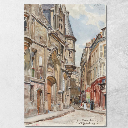 Hôtel De Sens 1 Rue Du Figuier Nel 1898 4° Arrondissement Frédéric Houbron fhb30 quadro stampato su tela
