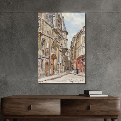 Hôtel De Sens 1 Rue Du Figuier Nel 1898 4° Arrondissement Frédéric Houbron fhb30 quadro stampato su tela