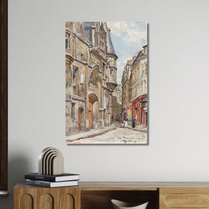 Hôtel De Sens 1 Rue Du Figuier Nel 1898 4° Arrondissement Frédéric Houbron fhb30 quadro stampato su tela