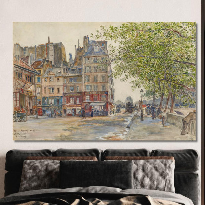 Quai Des Orfèvres Parigi 1906 Frédéric Houbron fhb32 quadro stampato su tela