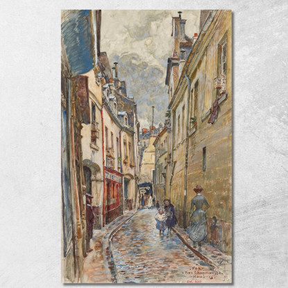 Rue Chanoinesse Nel 1905 4° Arrondissement Frédéric Houbron fhb33 quadro stampato su tela