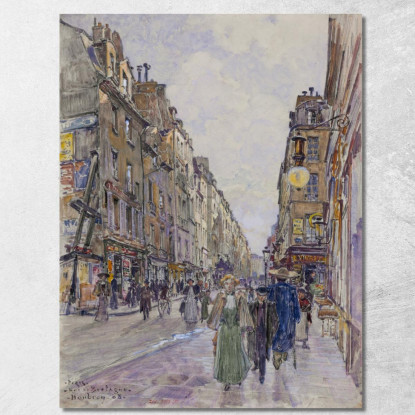Rue De Bretagne Nel 1908 3° Arrondissement Frédéric Houbron fhb34 quadro stampato su tela