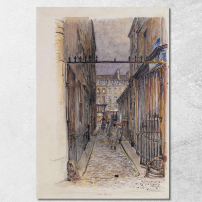 Rue Des Oiseaux Marché Des Enfants-Rouges Di Sera 3° Arrondissement Frédéric Houbron fhb35 quadro stampato su tela